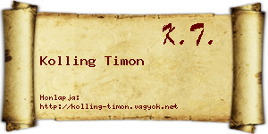 Kolling Timon névjegykártya